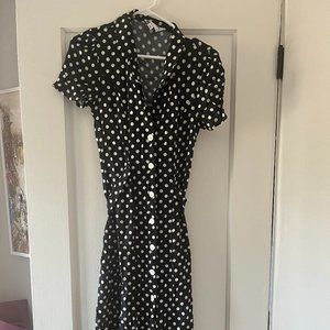 Retro Polka Dot Button Down Dress